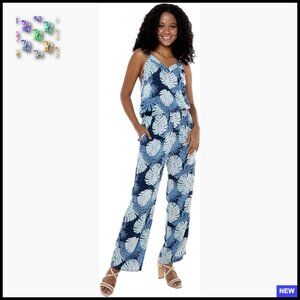 V-Neck Jumpsuit with Adjustable Straps and Pockets Rayon Resort Wear